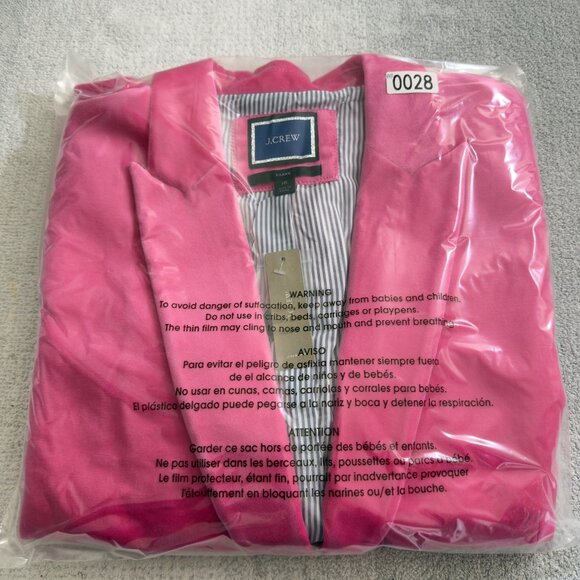 NWTJ.Crew Parke Blazer Womens Size 18 Pink Velvet Single-Button Jacket Lined - Picture 15 of 16